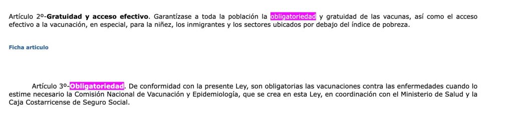 (Artículo 2 de lay ley 8111, "Ley Nacional de Vacunación")